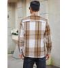 COOFANDY Men’s Flannel Shirts Casual Button Down Plaid Shirt Jacket Long Sleeve Fleece Shacket(Khaki&white Plaid)
