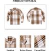 COOFANDY Men’s Flannel Shirts Casual Button Down Plaid Shirt Jacket Long Sleeve Fleece Shacket(Khaki&white Plaid)