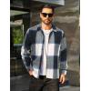 COOFANDY Men’s Flannel Shirts Casual Button Down Plaid Shirt Jacket Long Sleeve Fleece Shacket(Navy&white Plaid)