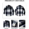 COOFANDY Men’s Flannel Shirts Casual Button Down Plaid Shirt Jacket Long Sleeve Fleece Shacket(Navy&white Plaid)