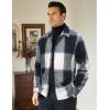 COOFANDY Men’s Flannel Shirts Casual Button Down Plaid Shirt Jacket Long Sleeve Fleece Shacket(Navy&white Plaid)