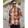 COOFANDY Men’s Flannel Shirts Casual Button Down Plaid Shirt Jacket Long Sleeve Fleece Shacket(Orange&khaki Plaid)