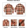 COOFANDY Men’s Flannel Shirts Casual Button Down Plaid Shirt Jacket Long Sleeve Fleece Shacket(Orange&khaki Plaid)