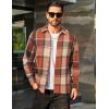 COOFANDY Men’s Flannel Shirts Casual Button Down Plaid Shirt Jacket Long Sleeve Fleece Shacket(Orange&khaki Plaid)