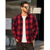 COOFANDY Men’s Flannel Shirts Casual Button Down Plaid Shirt Jacket Long Sleeve Fleece Shacket(Red&black Plaid)