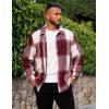 COOFANDY Men’s Flannel Shirts Casual Button Down Plaid Shirt Jacket Long Sleeve Fleece Shacket(Red&white Plaid)