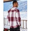 COOFANDY Men’s Flannel Shirts Casual Button Down Plaid Shirt Jacket Long Sleeve Fleece Shacket(Red&white Plaid)