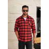 COOFANDY Mens Flannel Shirts Long Sleeve Lightweight Plaid Shirt Casual Button Down Shirts Jacket(Buffalo Red)