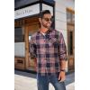 COOFANDY Mens Flannel Shirts Long Sleeve Lightweight Plaid Shirt Casual Button Down Shirts Jacket(Navy Blue Red)