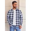 COOFANDY Mens Flannel Shirts Long Sleeve Lightweight Plaid Shirt Casual Button Down Shirts Jacket(Navy Buffalo Plaid)