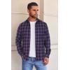 COOFANDY Mens Flannel Shirts Long Sleeve Lightweight Plaid Shirt Casual Button Down Shirts Jacket(Purple Buffalo Plaid)