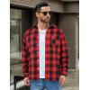 COOFANDY Mens Flannel Shirts Long Sleeve Lightweight Plaid Shirt Casual Button Down Shirts Jacket(Red Black)