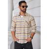 COOFANDY Mens Flannel Shirts Long Sleeve Plaid Button Down Shirt Casual Cotton Shirt with Pocket(Plaid Khaki)