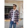 COOFANDY Mens Flannel Shirts Long Sleeve Plaid Button Down Shirt Casual Cotton Shirt with Pocket(Plaid Navy Red&white)