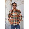 COOFANDY Mens Flannel Shirts Long Sleeve Plaid Button Down Shirt Casual Cotton Shirt with Pocket(Plaid Orange-green)