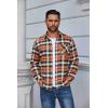 COOFANDY Mens Flannel Shirts Long Sleeve Plaid Button Down Shirt Casual Cotton Shirt with Pocket(Plaid Orange-green)