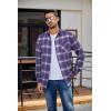 COOFANDY Mens Flannel Shirts Long Sleeve Plaid Button Down Shirt Casual Cotton Shirt with Pocket(Plaid Purple)
