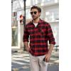 COOFANDY Mens Flannel Shirts Long Sleeve Plaid Button Down Shirt Casual Cotton Shirt with Pocket(Plaid Red&black)