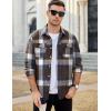 COOFANDY Mens Flannel Shirts Long Sleeve Plaid Shirt Jacket Button Down Shirt with Pockets(Brown)