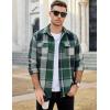 COOFANDY Mens Flannel Shirts Long Sleeve Plaid Shirt Jacket Button Down Shirt with Pockets(Green)