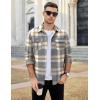 COOFANDY Mens Flannel Shirts Long Sleeve Plaid Shirt Jacket Button Down Shirt with Pockets(Light Khaki)