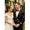 COOFANDY Men’s Floral Tuxedo Jacket Luxury Embroidered Stylish Suit Blazer Jacket for Wedding Party Dinner(Black-butterfly)