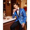 COOFANDY Men’s Floral Tuxedo Jacket Luxury Embroidered Stylish Suit Blazer Jacket for Wedding Party Dinner(Blue)