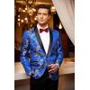 COOFANDY Men’s Floral Tuxedo Jacket Luxury Embroidered Stylish Suit Blazer Jacket for Wedding Party Dinner(Blue)