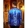 COOFANDY Men’s Floral Tuxedo Jacket Luxury Embroidered Stylish Suit Blazer Jacket for Wedding Party Dinner(Blue)