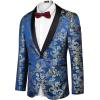 COOFANDY Men’s Floral Tuxedo Jacket Luxury Embroidered Stylish Suit Blazer Jacket for Wedding Party Dinner(Dark Blue)