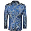 COOFANDY Men’s Floral Tuxedo Jacket Luxury Embroidered Stylish Suit Blazer Jacket for Wedding Party Dinner(Dark Blue)