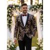 COOFANDY Men’s Floral Tuxedo Jacket Luxury Embroidered Stylish Suit Blazer Jacket for Wedding Party Dinner(Flower-black)