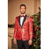 COOFANDY Men’s Floral Tuxedo Jacket Luxury Embroidered Stylish Suit Blazer Jacket for Wedding Party Dinner(Red)