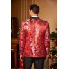 COOFANDY Men’s Floral Tuxedo Jacket Luxury Embroidered Stylish Suit Blazer Jacket for Wedding Party Dinner(Red)