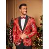 COOFANDY Men’s Floral Tuxedo Jacket Luxury Embroidered Stylish Suit Blazer Jacket for Wedding Party Dinner(Red)