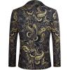 COOFANDY Men’s Floral Tuxedo Jacket Luxury Embroidered Wedding Blazer Dress Suit for Party Dinner(Black)