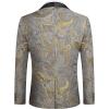 COOFANDY Men’s Floral Tuxedo Jacket Luxury Embroidered Wedding Blazer Dress Suit for Party Dinner(Grey)