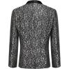 COOFANDY Men’s Floral Tuxedo Jacket Luxury Embroidered Wedding Blazer Dress Suit for Party Dinner(Grey Black)