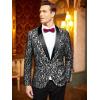 COOFANDY Men’s Floral Tuxedo Jacket Luxury Embroidered Wedding Blazer Dress Suit for Party Dinner(Grey Black)