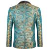 COOFANDY Men’s Floral Tuxedo Jacket Luxury Embroidered Wedding Blazer Dress Suit for Party Dinner(Lake Blue)