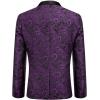 COOFANDY Men’s Floral Tuxedo Jacket Luxury Embroidered Wedding Blazer Dress Suit for Party Dinner(Purple)