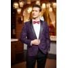 COOFANDY Men’s Floral Tuxedo Jacket Luxury Embroidered Wedding Blazer Dress Suit for Party Dinner(Purple)