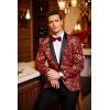 COOFANDY Men’s Floral Tuxedo Jacket Luxury Embroidered Wedding Blazer Dress Suit for Party Dinner(Red)