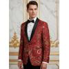 COOFANDY Men’s Floral Tuxedo Jacket Luxury Embroidered Wedding Blazer Dress Suit for Party Dinner(Red)