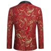 COOFANDY Men’s Floral Tuxedo Jacket Luxury Embroidered Wedding Blazer Dress Suit for Party Dinner(Red)
