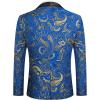 COOFANDY Men’s Floral Tuxedo Jacket Luxury Embroidered Wedding Blazer Dress Suit for Party Dinner(Royal Blue)
