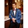 COOFANDY Men’s Floral Tuxedo Jacket Luxury Embroidered Wedding Blazer Dress Suit for Party Dinner(Royal Blue)