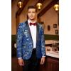 COOFANDY Men’s Floral Tuxedo Jacket Luxury Embroidered Wedding Blazer Dress Suit for Party Dinner(Royal Blue)