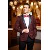 COOFANDY Men’s Floral Tuxedo Jacket Luxury Embroidered Wedding Blazer Dress Suit for Party Dinner(Wine Red)