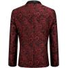 COOFANDY Men’s Floral Tuxedo Jacket Luxury Embroidered Wedding Blazer Dress Suit for Party Dinner(Wine Red)